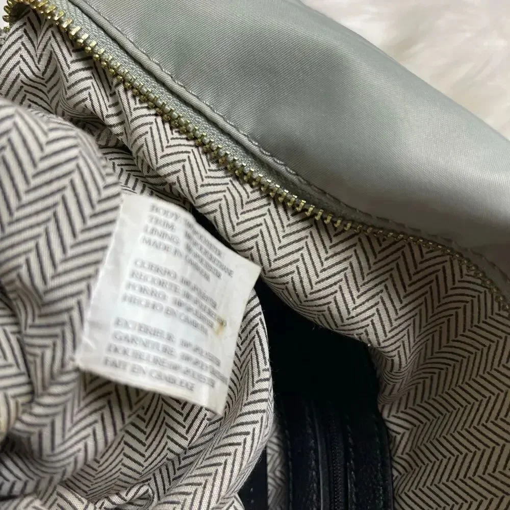 Steve Madden Gray nylon backpack with black handle & strap gold tone har…